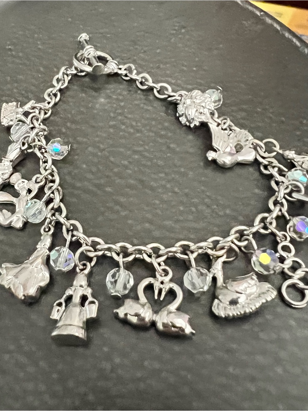 Silver-tone Charm Bracelet with Crystal Accents - Silver